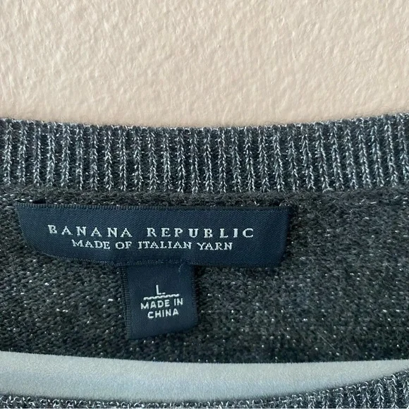 BANANA REPUBLIC GRAY WOOL CASHMERE METALLIC BLEND LONG SLEEVE SWEATER SI… - Picture 3 of 4